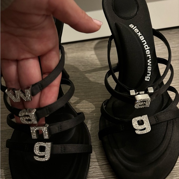 Alexander Wang embellished logo satin mules. Size 7.5 - Picture 4 of 9